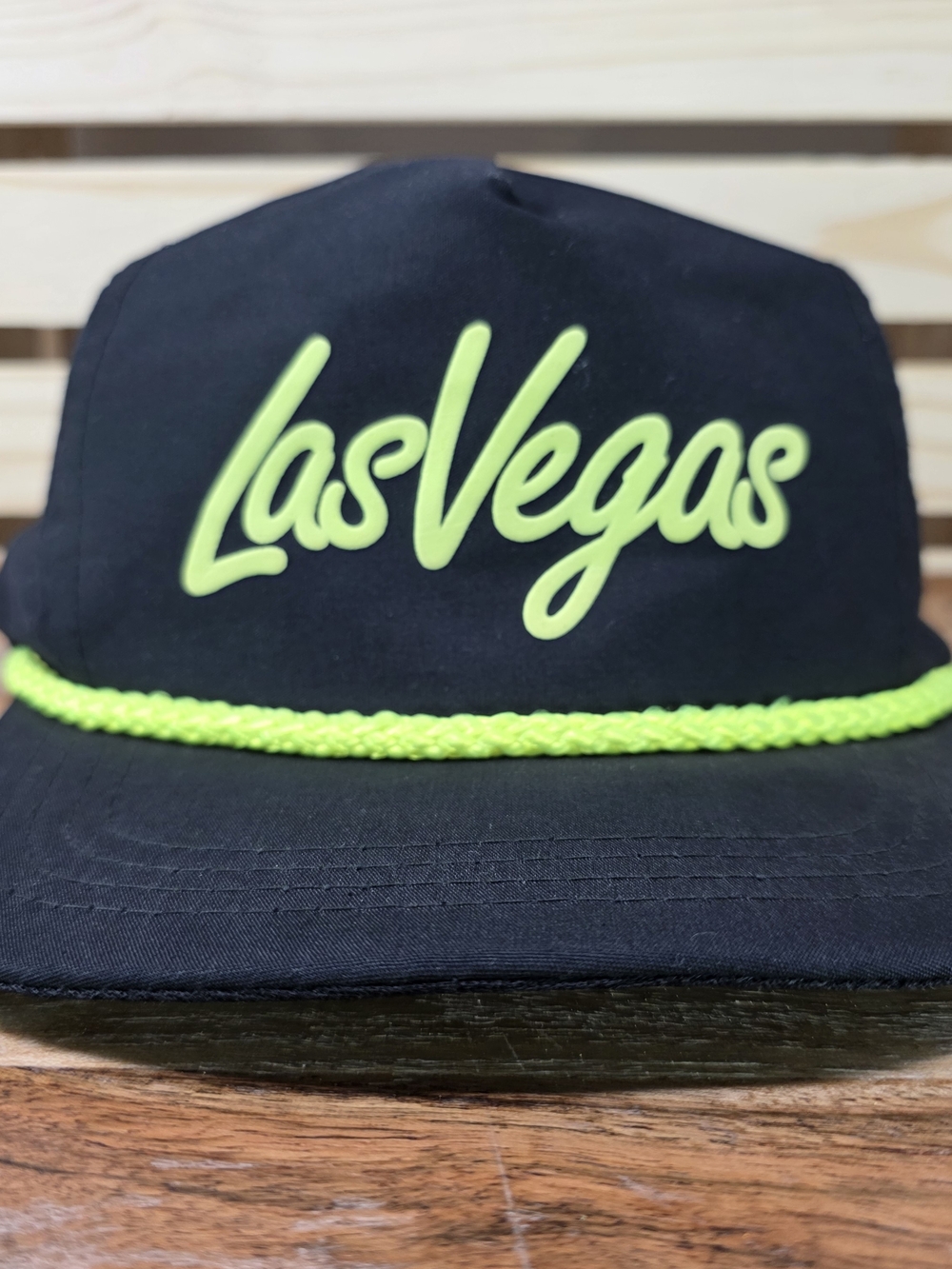 Black Hat with Neon Green "Las Vegas" Script